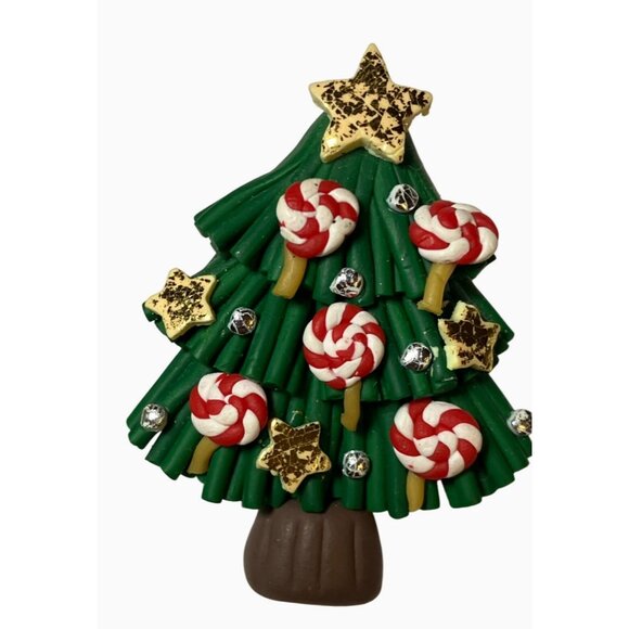 Christmas Tree Brooch Pin With Candy & Stars Design - Picture 9 of 10